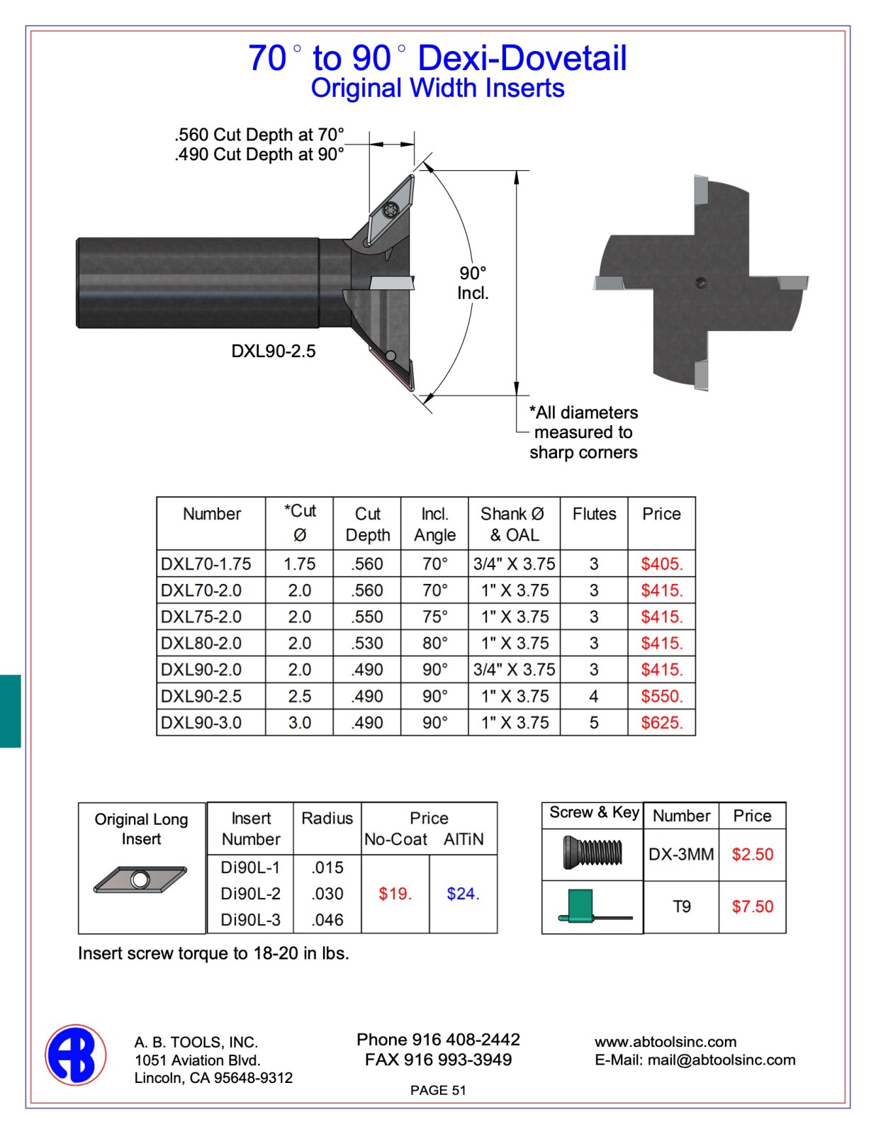 70° - 90º Dovetail Cutters catalog