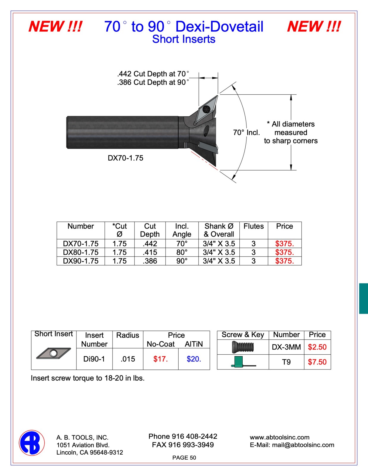 70° - 90º Dovetail Cutters catalog