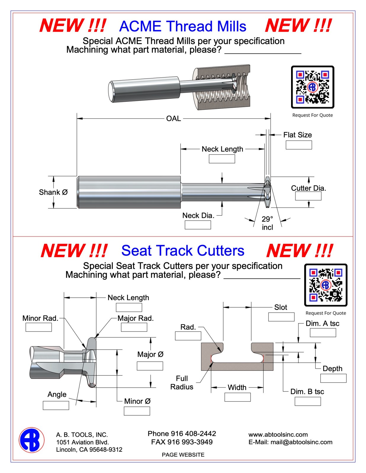 ACME Thread Mills catalog