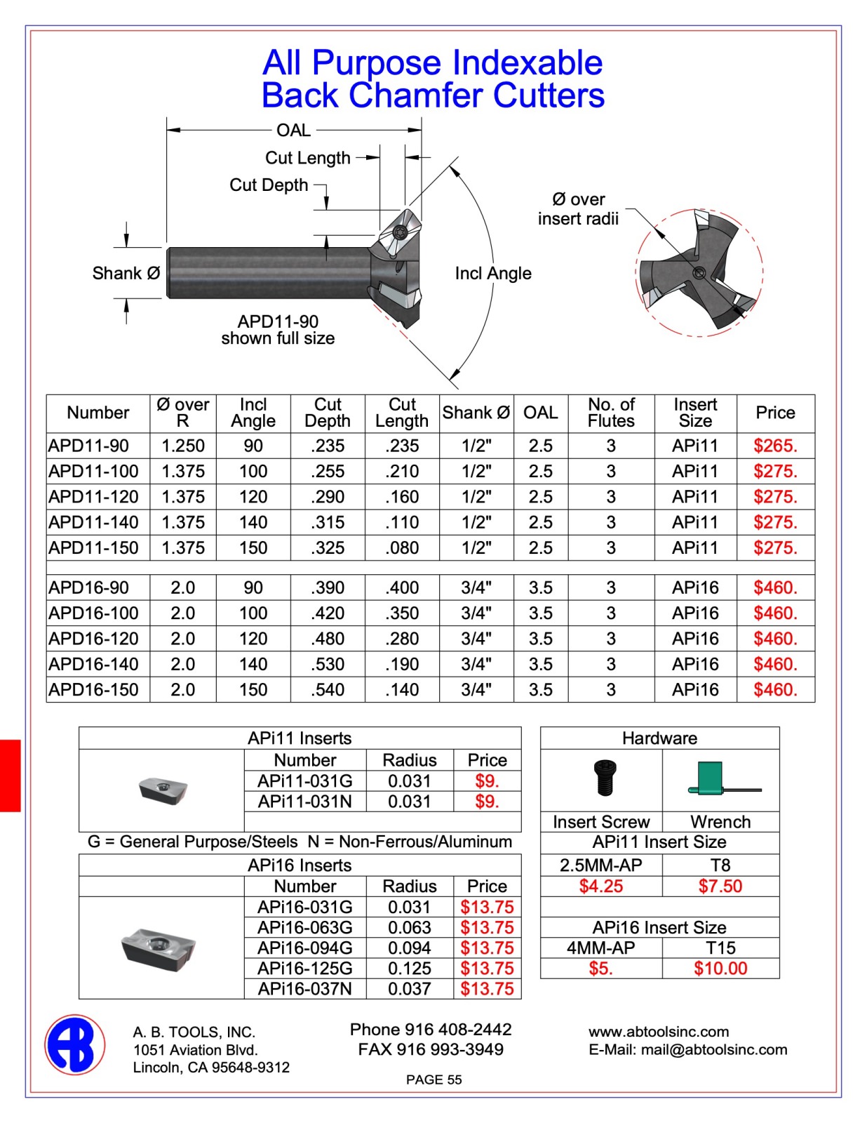 All Purpose Indexable Back Chamfer Cutters catalog