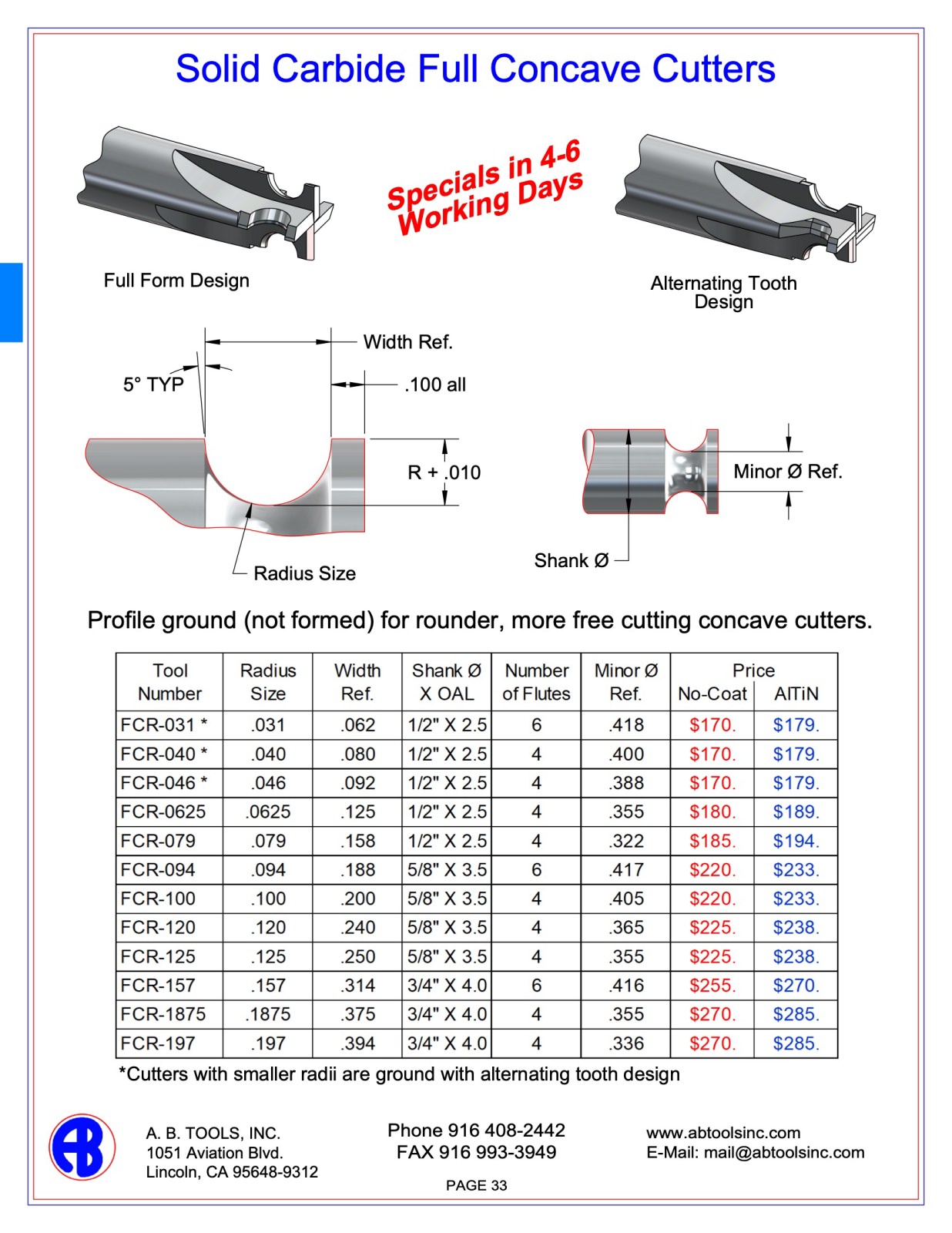 Full Radius Full Concave Corner Rounders catalog