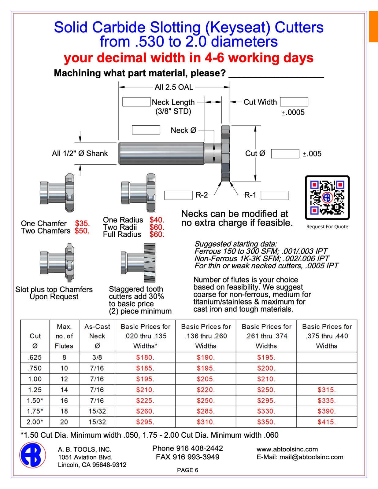 Large Diameter Solid Carbide Keyseat Cutters catalog