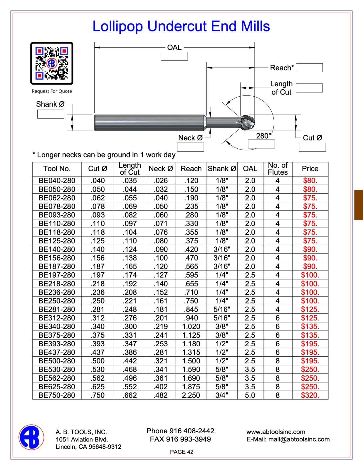 Lollipop Undercut End Mills catalog