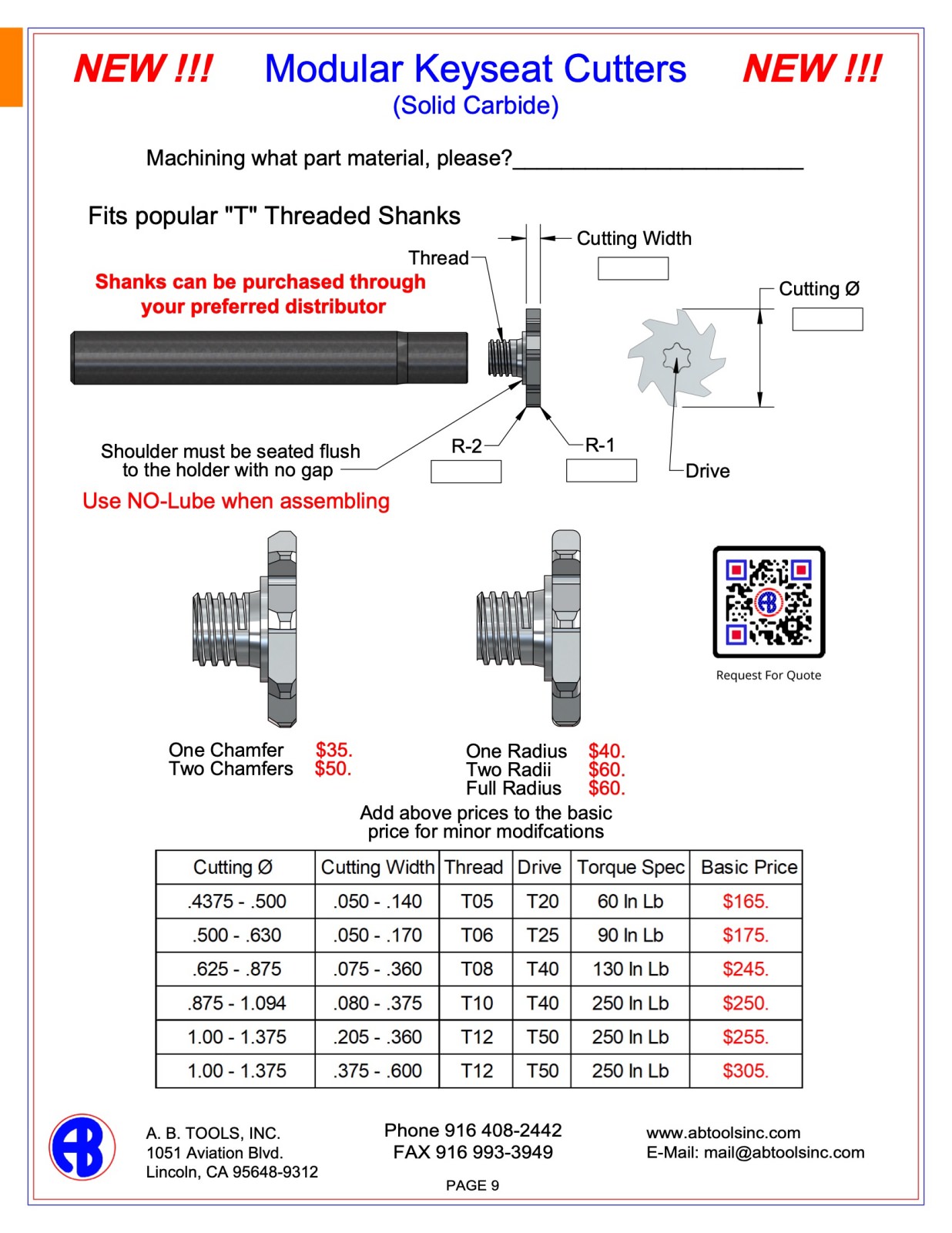 Modular Keyseat Cutters catalog