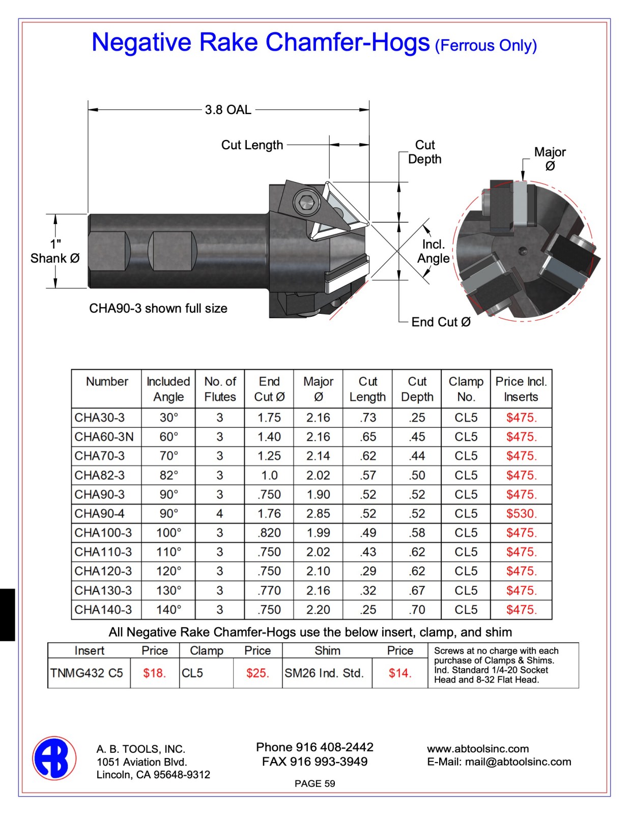 Negative Rake Chamfer Hog catalog