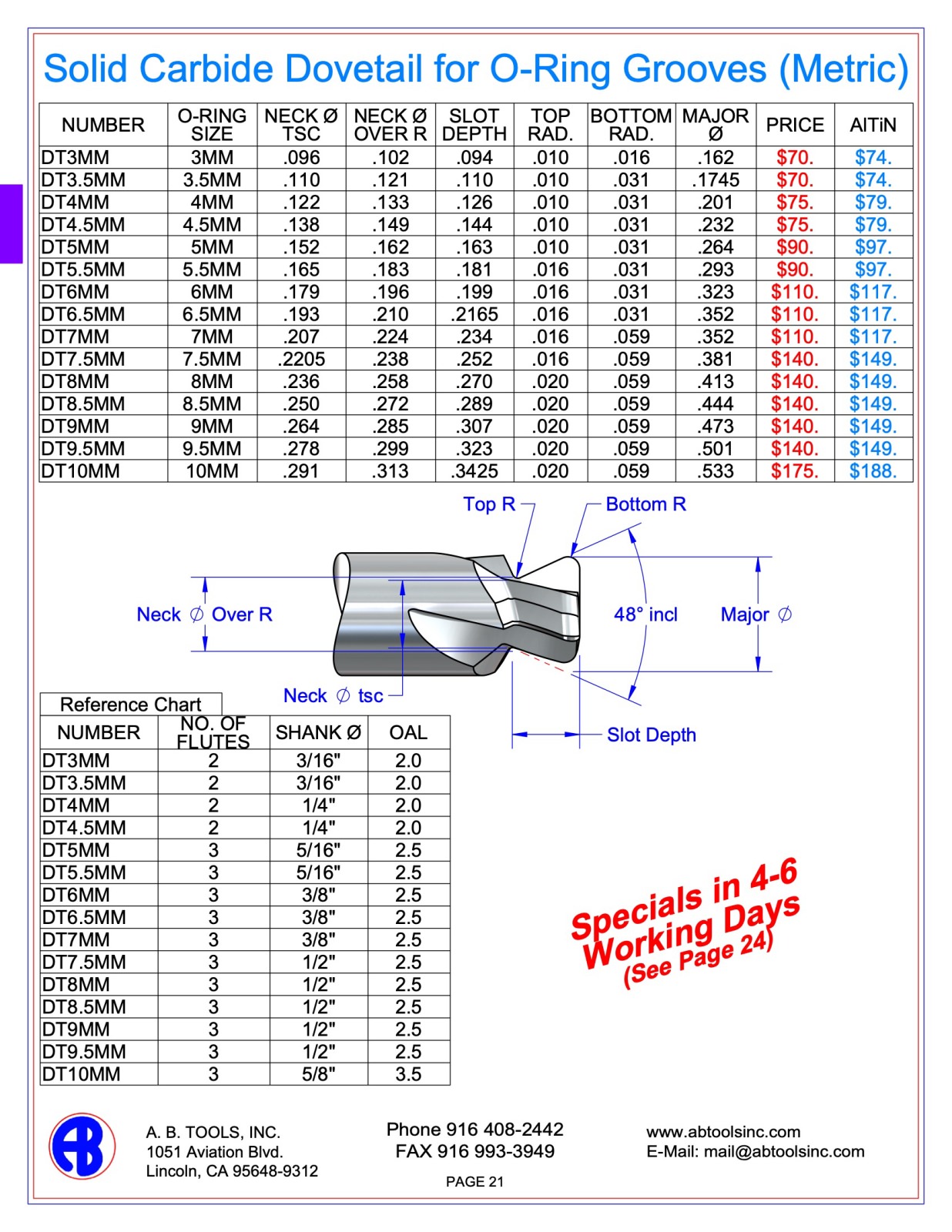 Solid Carbide Dovetail Cutters for O-Ring Grooves catalog