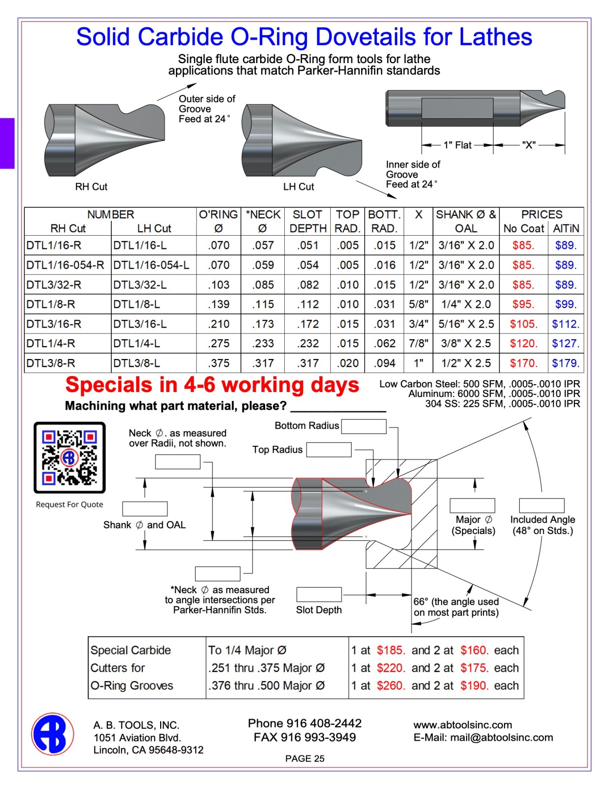 Solid Carbide O-Ring Dovetails for Lathes catalog