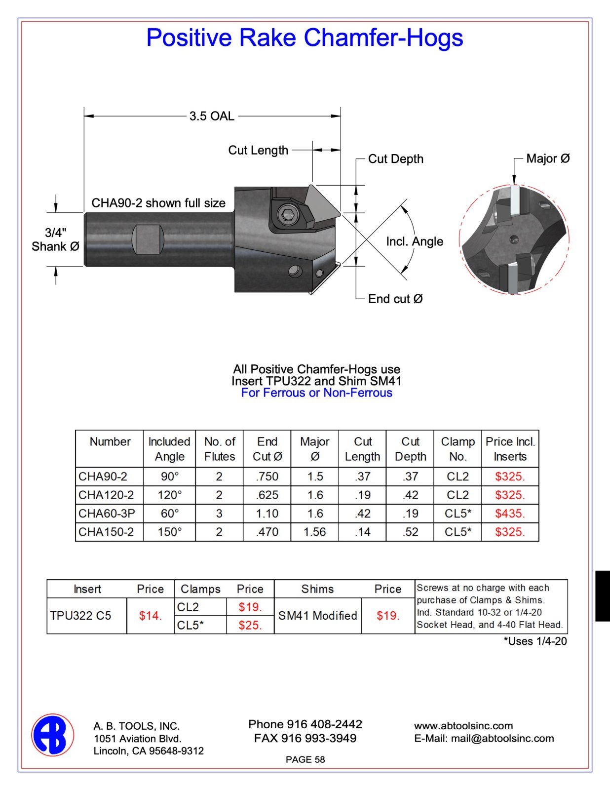 Positive Rake Chamfer Hog catalog