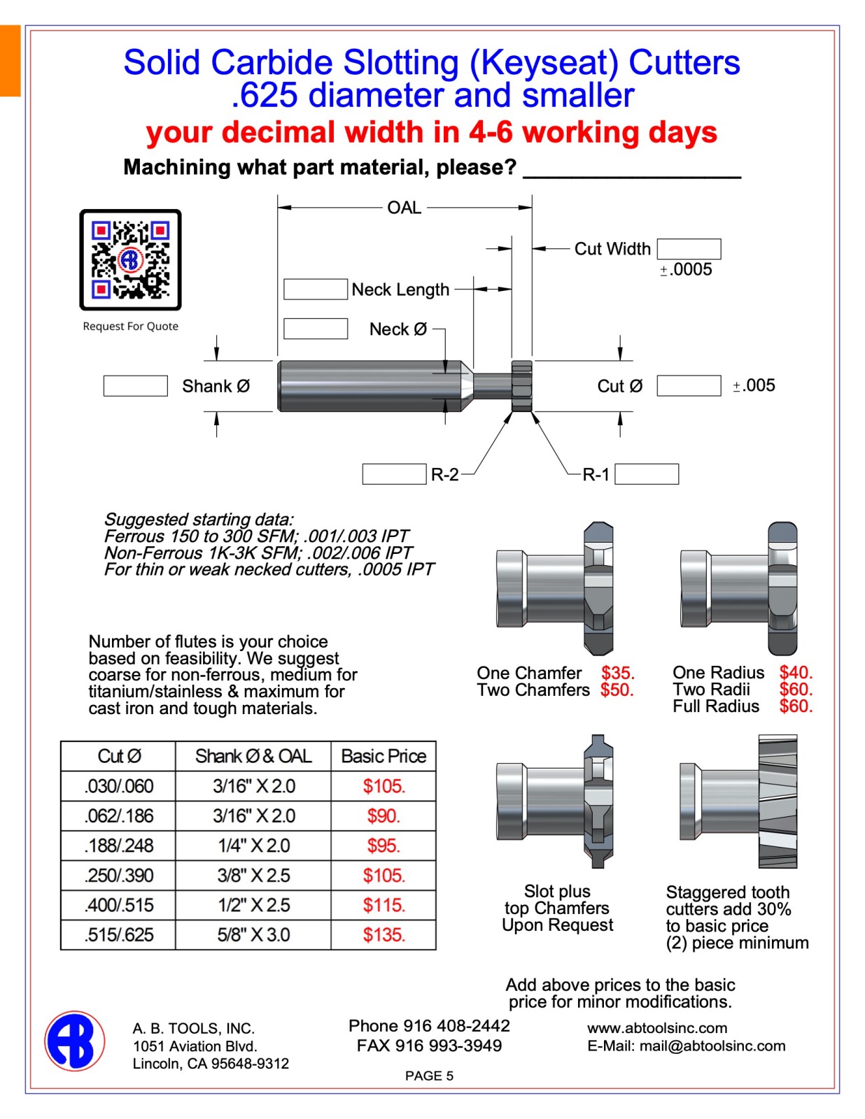 Small Diameter Solid Carbide Keyseat Cutters catalog