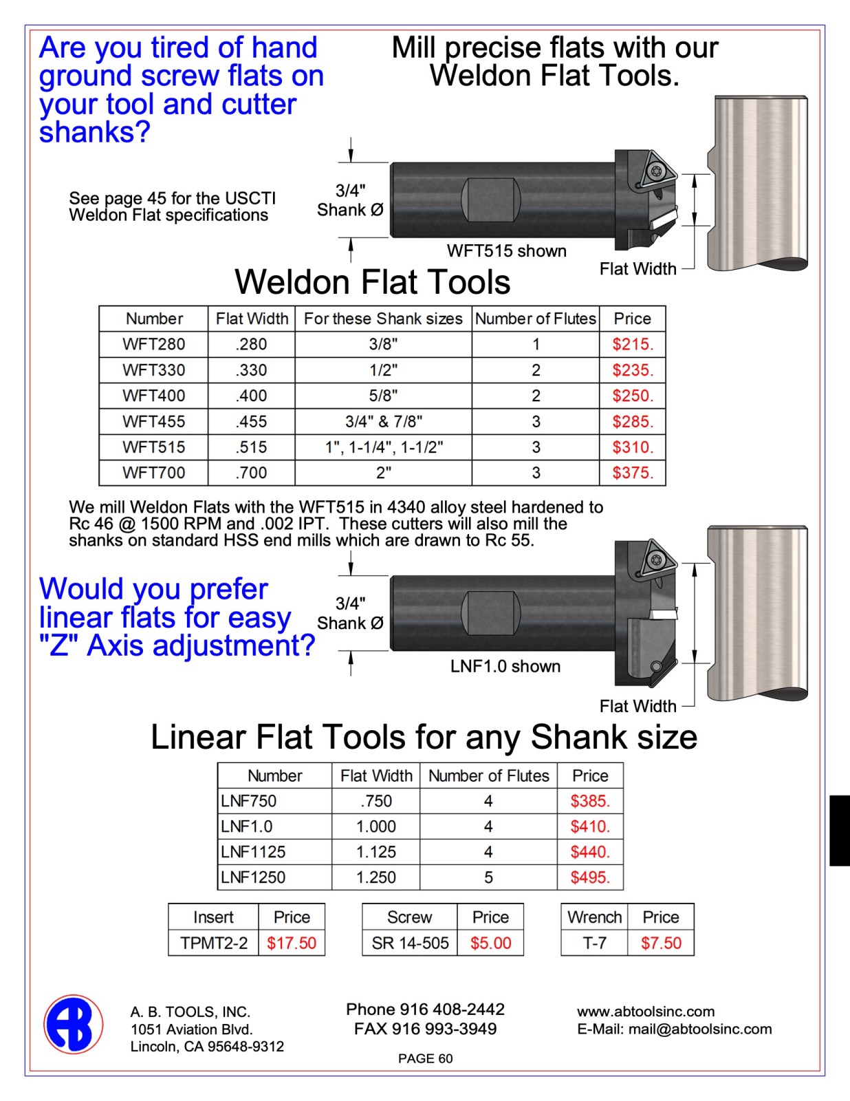 Weldon Flat Tools catalog