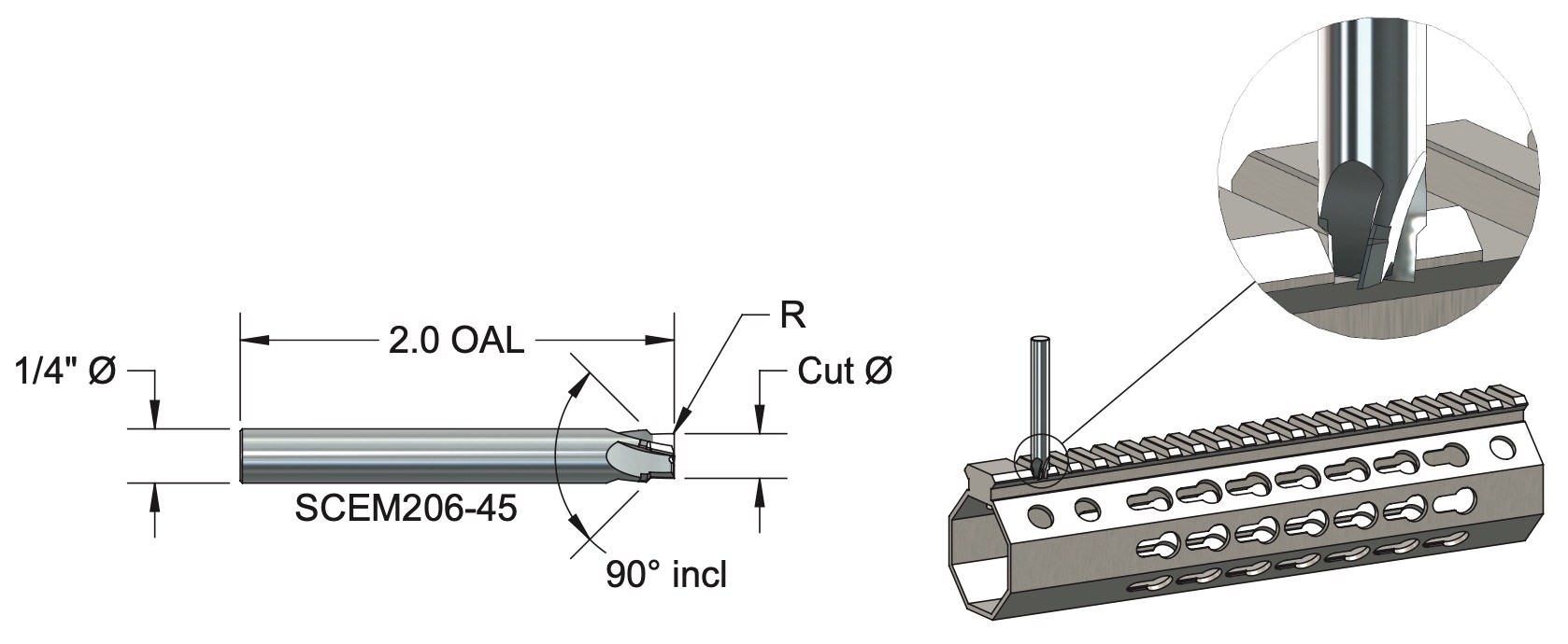 Slot & Chamfer Picatinny Rail End Mill 1