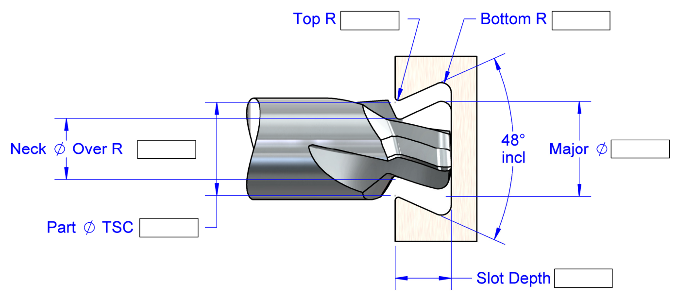 Solid Carbide Dovetail Cutters for O-Ring Grooves Without Drop Hole Provision