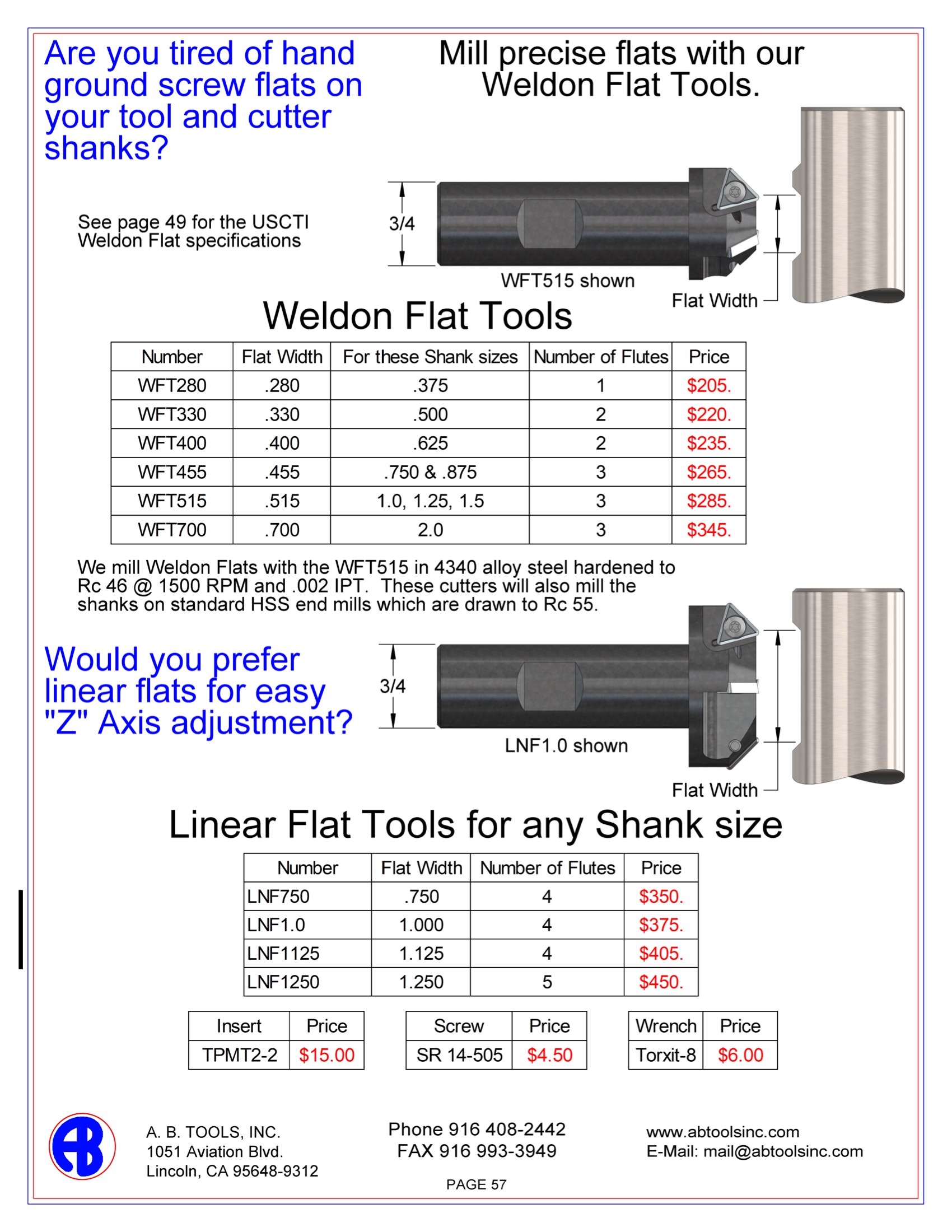 Weldon Flat Tools